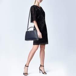 Pre Owned Louis Vuitton Navy Blue/Beige Leather and Python Capucines BB Bag