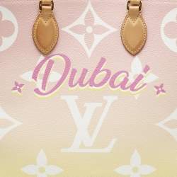 Pre Owned Louis Vuitton Monogram Giant By The Pool Canvas and Raffia Dubai Onthego GM Bag