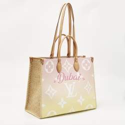 Pre Owned Louis Vuitton Monogram Giant By The Pool Canvas and Raffia Dubai Onthego GM Bag