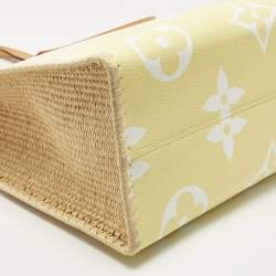 Pre Owned Louis Vuitton Monogram Giant By The Pool Canvas and Raffia Dubai Onthego GM Bag