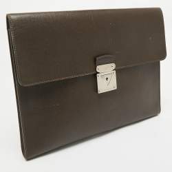 Pre Owned Louis Vuitton Brown Taiga Leather Minuto Portfolio Case