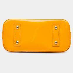 Pre Owned Louis Vuitton Yellow Monogram Vernis Alma BB Handbag