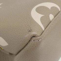 Pre Owned Louis Vuitton Petit Palais PM Tourterelle Bicolor Monogram Empreinte Leather Tote Bag