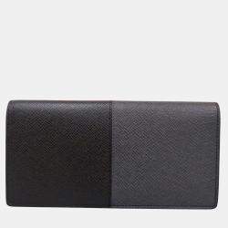 Pre Owned Louis Vuitton Plaza NM Grey Taiga Leather Long Wallet