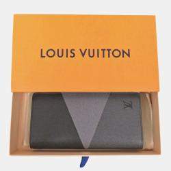 Pre Owned Louis Vuitton Plaza NM Grey Taiga Leather Long Wallet