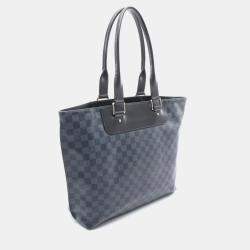 Pre Owned Louis Vuitton Cabas Voyage Tote Bag  Damier Cobalt Canvas Leather Navy
