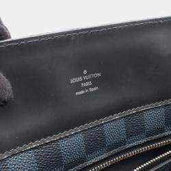 Pre Owned Louis Vuitton Cabas Voyage Tote Bag  Damier Cobalt Canvas Leather Navy