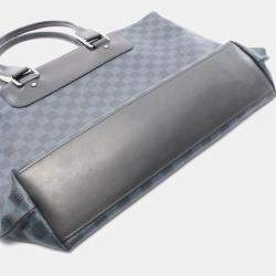 Pre Owned Louis Vuitton Cabas Voyage Tote Bag  Damier Cobalt Canvas Leather Navy