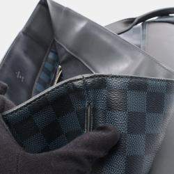 Pre Owned Louis Vuitton Cabas Voyage Tote Bag  Damier Cobalt Canvas Leather Navy