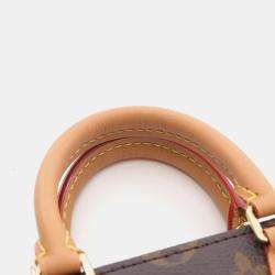 Pre Owned Louis Vuitton Petit Sac Plat Hand Crossbody Bag Monogram Leather Brown