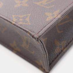 Pre Owned Louis Vuitton Petit Sac Plat Hand Crossbody Bag Monogram Leather Brown