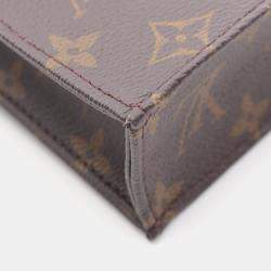 Pre Owned Louis Vuitton Petit Sac Plat Hand Crossbody Bag Monogram Leather Brown