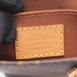Pre Owned Louis Vuitton Petit Sac Plat Hand Crossbody Bag Monogram Leather Brown