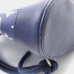 Pre Owned Louis Vuitton Randonnee PM Blue Monogram Leather and Canvas Backpack