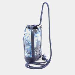 Pre Owned Louis Vuitton Randonnee PM Blue Monogram Leather and Canvas Backpack