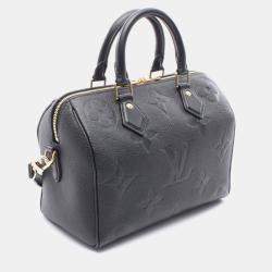 Pre Owned Louis Vuitton Speedy Bandouliere 25 Black Monogram Empreinte Leather Shoulder Bag