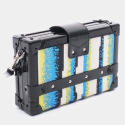 Pre Owned Louis Vuitton Petite Malle Multicolor Sequin Patent Leather Shoulder Bag