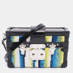 Pre Owned Louis Vuitton Petite Malle Multicolor Sequin Patent Leather Shoulder Bag