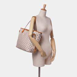 Pre Owned Louis Vuitton White Damier Azur Neverfull MM