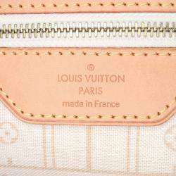 Pre Owned Louis Vuitton White Damier Azur Neverfull MM
