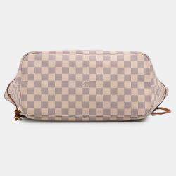 Pre Owned Louis Vuitton White Damier Azur Neverfull MM