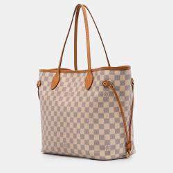 Pre Owned Louis Vuitton White Damier Azur Neverfull MM