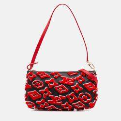 Pre Owned Louis Vuitton Black/Red Urs Fischer Monogram Tuffetage Pochette Accessoires
