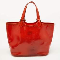 Pre Owned Louis Vuitton Mandarin Orange Vinyl Epi Leather Plage Lagoon Bay GM Bag