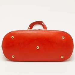 Pre Owned Louis Vuitton Mandarin Orange Vinyl Epi Leather Plage Lagoon Bay GM Bag