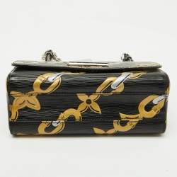 Pre Owned Louis Vuitton Black Epi Leather Chain Flower Print Twist MM Bag