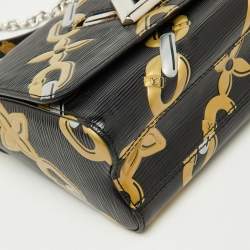 Pre Owned Louis Vuitton Black Epi Leather Chain Flower Print Twist MM Bag