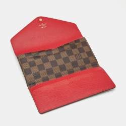 Pre Owned Louis Vuitton Red Damier Ebene Canvas Josephine Wallet 