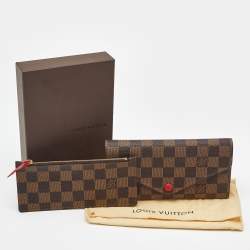 Pre Owned Louis Vuitton Red Damier Ebene Canvas Josephine Wallet 