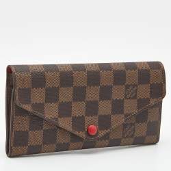 Pre Owned Louis Vuitton Red Damier Ebene Canvas Josephine Wallet 