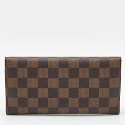 Pre Owned Louis Vuitton Red Damier Ebene Canvas Josephine Wallet 
