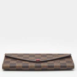 Pre Owned Louis Vuitton Red Damier Ebene Canvas Josephine Wallet 