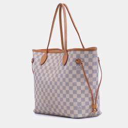 Pre Owned Louis Vuitton White Damier Azur Neverfull MM