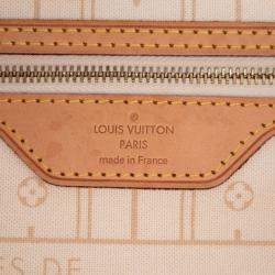 Pre Owned Louis Vuitton White Damier Azur Neverfull MM