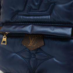 Pre Owned Louis Vuitton Palm Springs Mini Blue Metallic Nylon Backpack