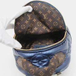 Pre Owned Louis Vuitton Palm Springs Mini Blue Metallic Nylon Backpack