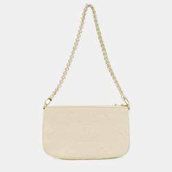 Pre Owned Louis Vuitton Multi Pochette Cream Monogram Empreinte Leather Shoulder Bag
