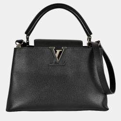 Pre Owned Louis Vuitton Capucines MM Black Leather Shoulder Bag