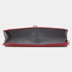 Pre Owned Louis Vuitton Red Bicolor Leather MyLockMe Chain Pochette