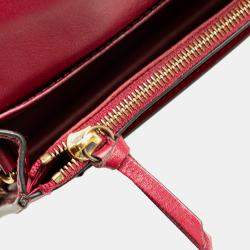 Pre Owned Louis Vuitton Brown/Red Monogram Flore Wallet On Chain
