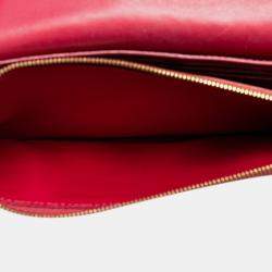 Pre Owned Louis Vuitton Brown/Red Monogram Flore Wallet On Chain