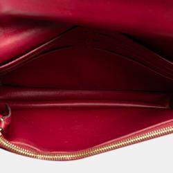 Pre Owned Louis Vuitton Brown/Red Monogram Flore Wallet On Chain
