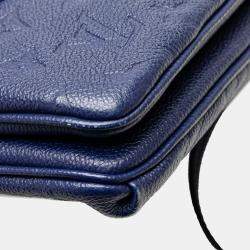 Pre Owned Louis Vuitton Blue Monogram Empreinte Twice