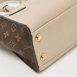 Pre Owned Louis Vuitton Greige Monogram Leather and Canvas On My Side PM Bag