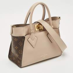 Pre Owned Louis Vuitton Greige Monogram Leather and Canvas On My Side PM Bag