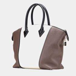 Pre Owned Louis Vuitton Brown White Bicolor Taurillon Cuir Soft Lockit PM